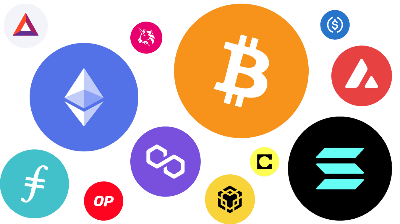 Collection of 2000+ supported cryptocurrencies and tokens available for instant swap and bridge on Pouch Swap