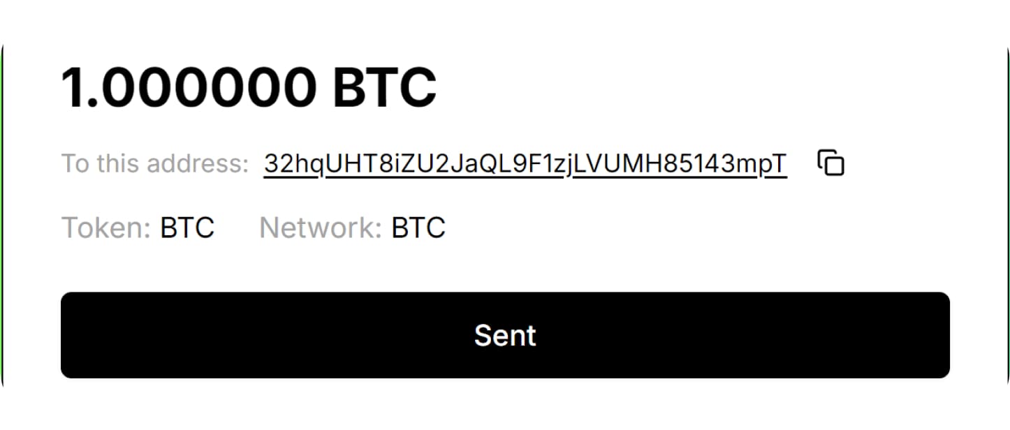 Step 3: Send cryptocurrency to provided deposit address to initiate swap on Pouch Swap