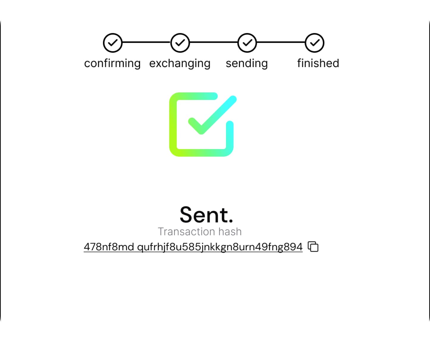Step 5: Cryptocurrency swap completed successfully - Transaction finished on Pouch Swap